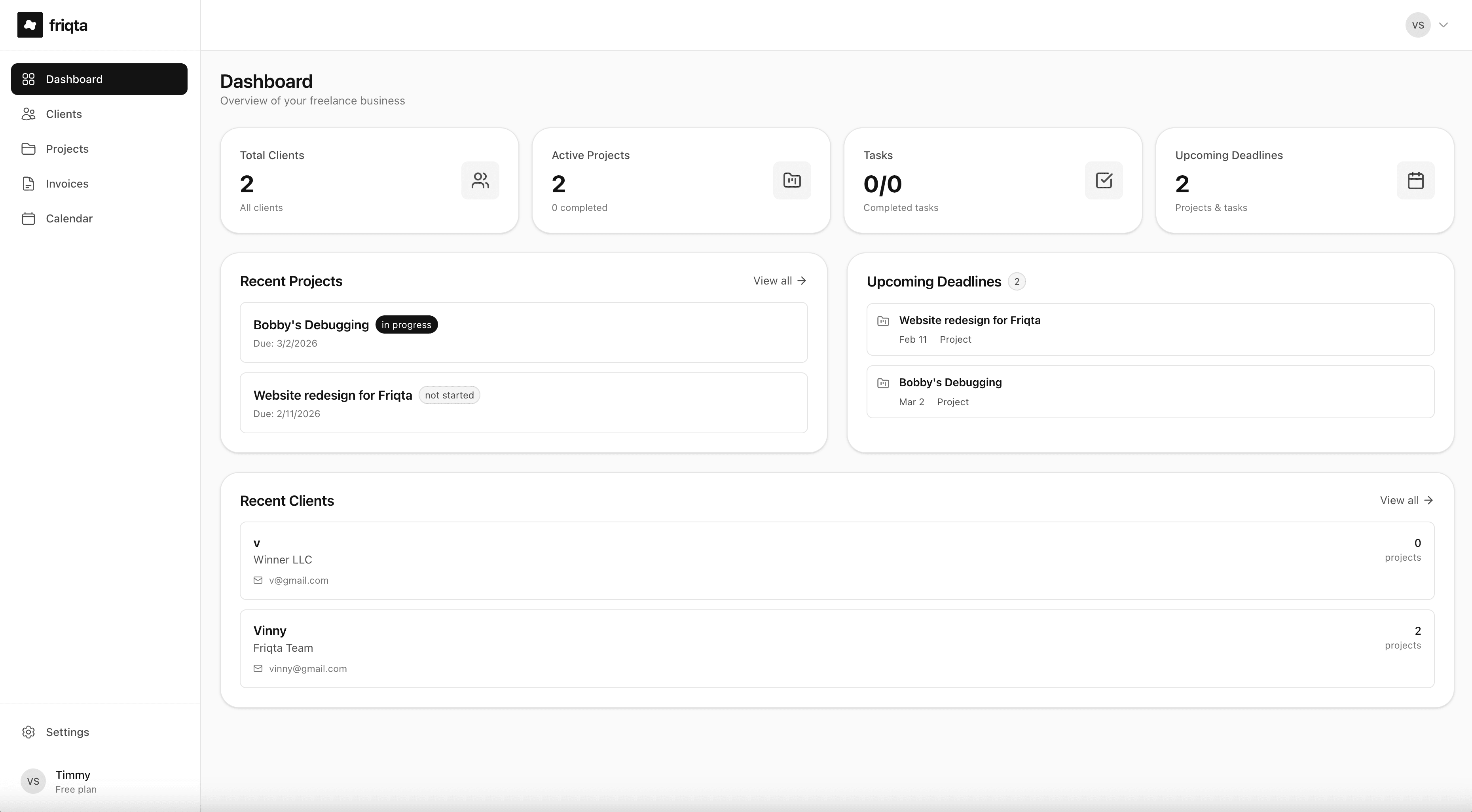 Friqta Dashboard Preview